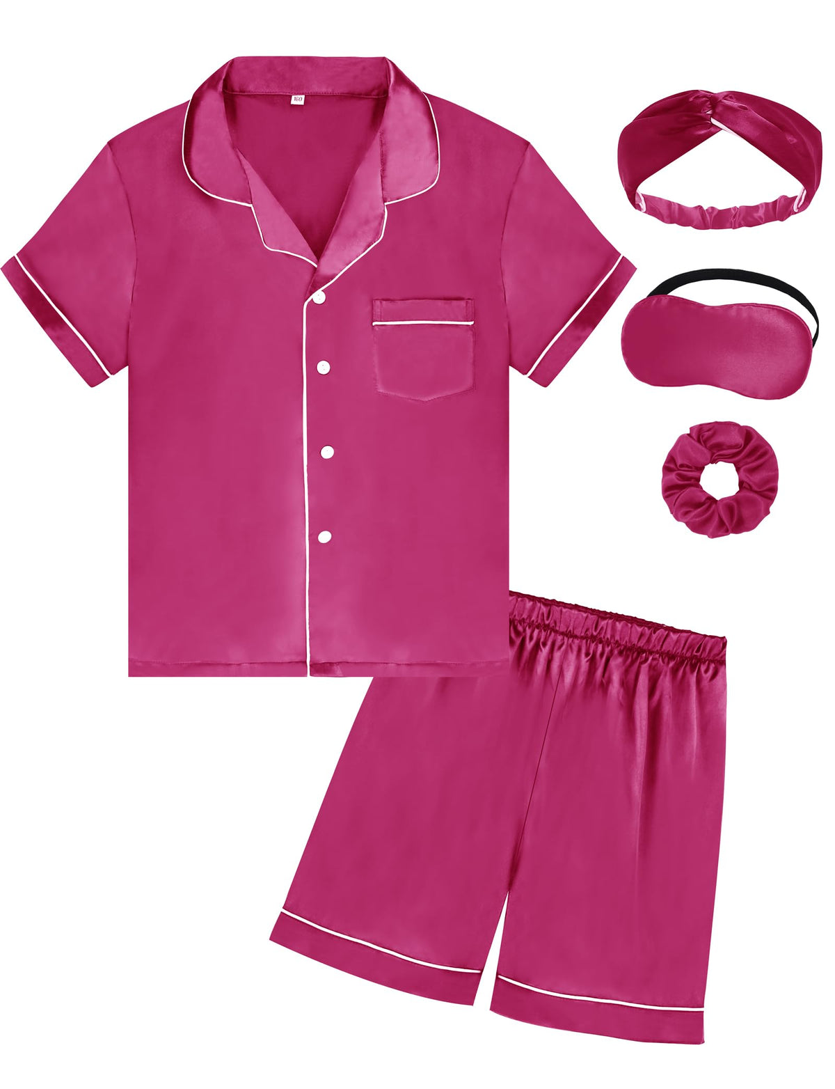 SEALINF Satin Girl Pajama Set Silk Pajamas for Girls With Eyemask 2 Pcs Button-up Sleepwear Kid Pjs Nightwear