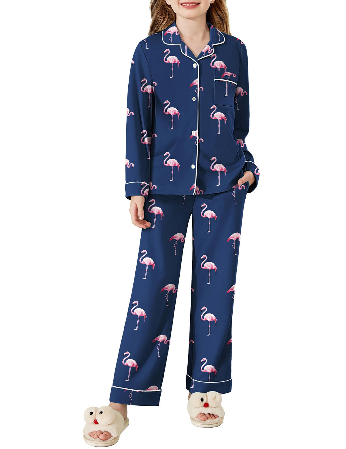 Arshiner Pajamas Set for Girls Long Sleeve Lounge Set Button Down Pj Sets