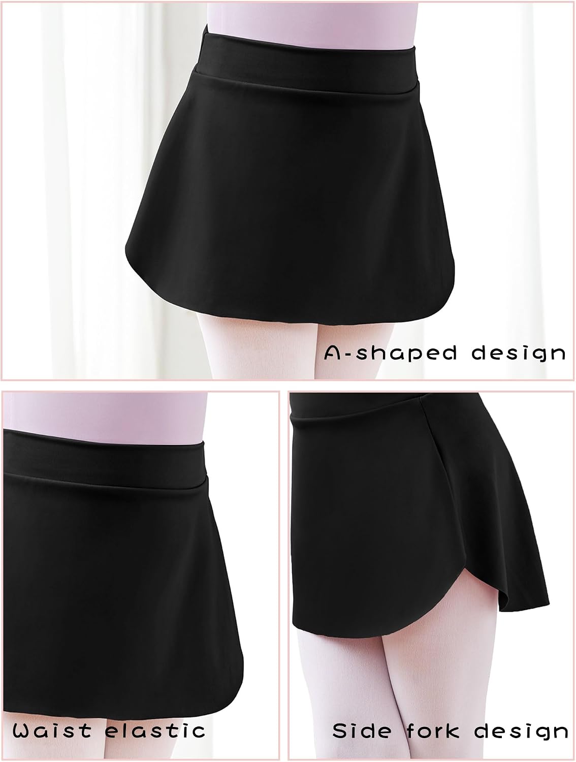 Girls Kids Pull on Ballet Skirts Elastic Short Mini Dance Skirt