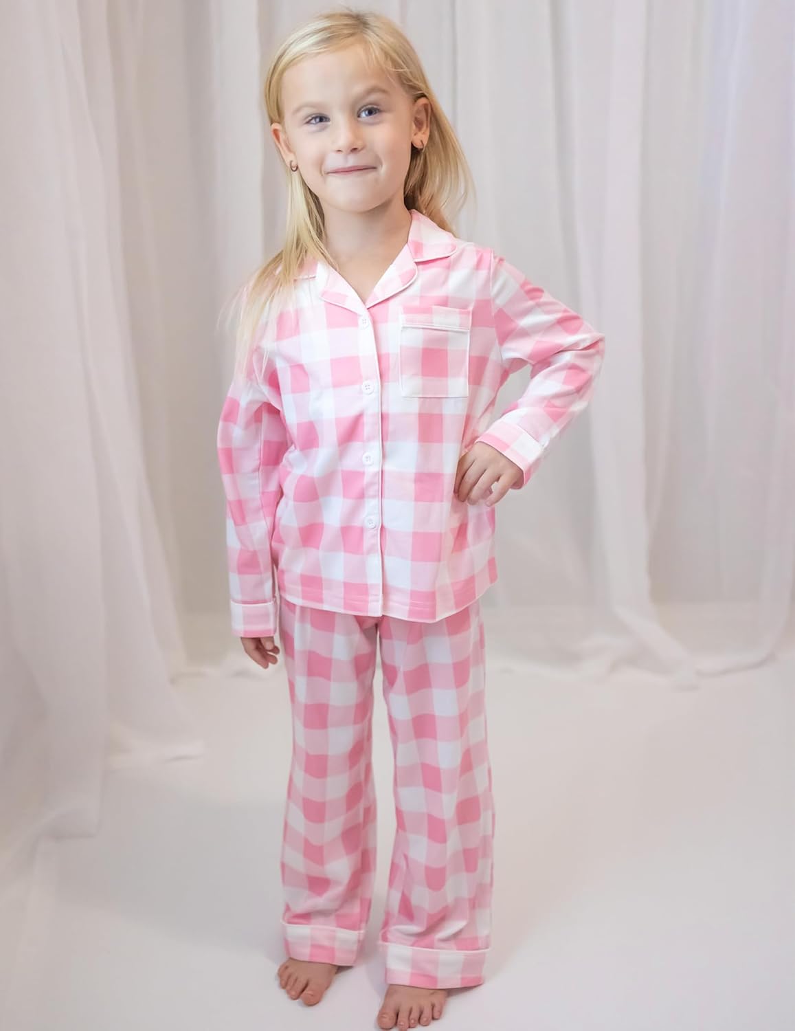 Arshiner Pajamas Set for Girls Long Sleeve Lounge Set Button Down Pj Sets