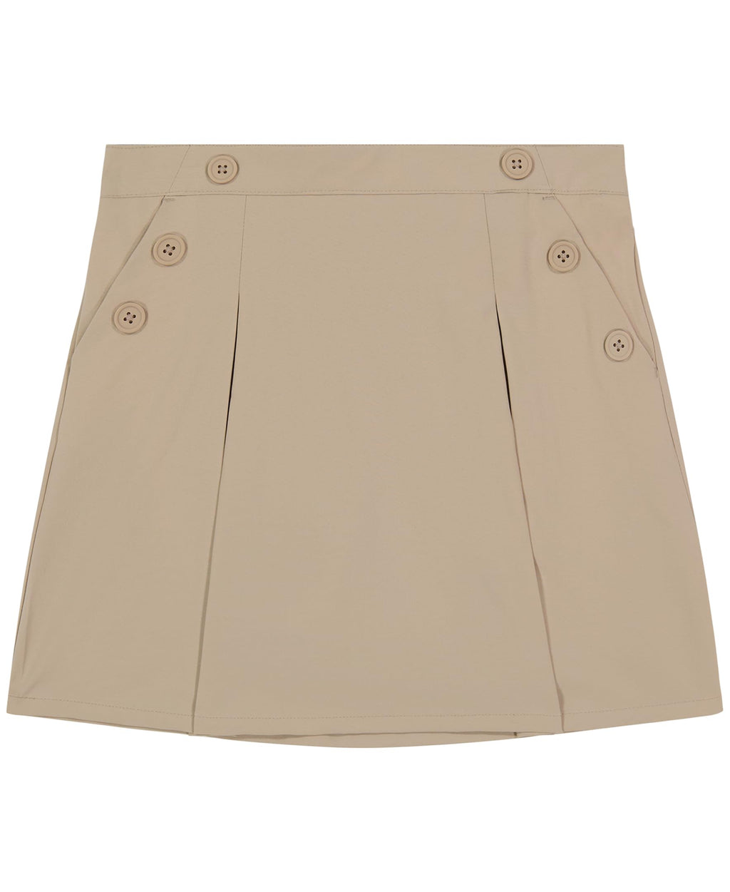 Nautica Girls' School Uniform Pull-on Scooter Skirt With Undershorts, Poplin Style With Button Pockets