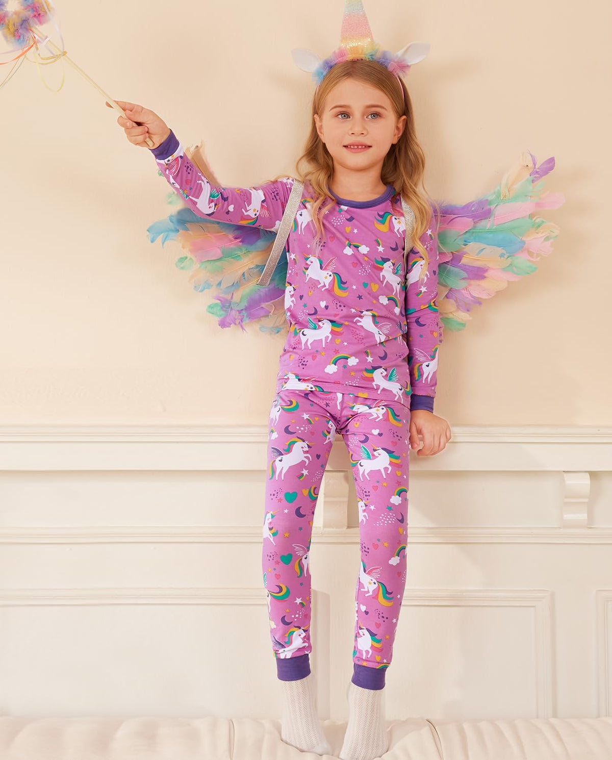 babee Reshinee Bamboo Viscose Toddler Girls Kids Pajamas Unicorn Mermaid Pjs Long Sleeve Snug fit 12M-8Y 2pcs Soft Jammies