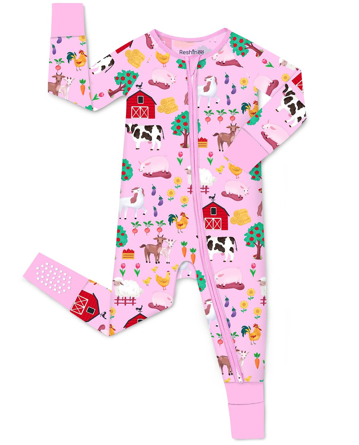 babee Reshinee Viscose derived from bamboo Baby Pajamas Convertible Footie Sleepers for Baby Girl 2-Way Zipper Onesies 0-24M