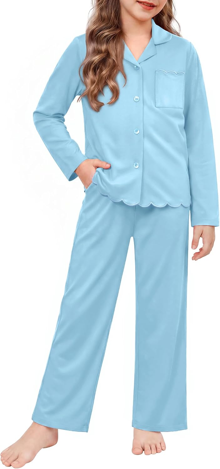 Arshiner Girls Pajamas Long Sleeve Sleepwear Cute Printed Button Down Pjs