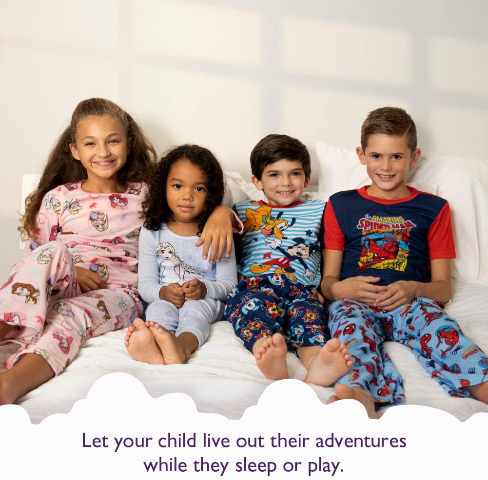 Disney Girls' 2-Piece Loose-fit Martching Pajama Set, Princess Pajamas, Soft & Cute for Kids