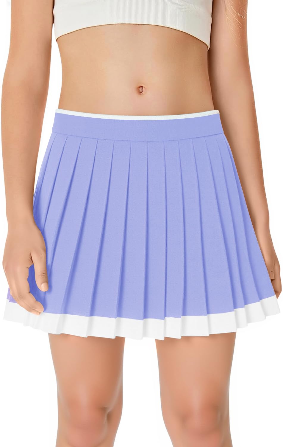 Haloumoning Girls Pleated Tennis Skirts Athletic Skorts with Pockets