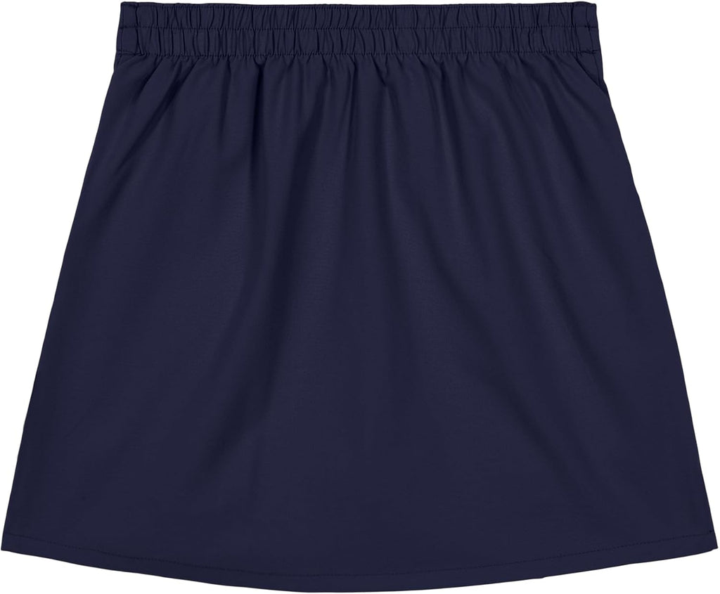 Nautica Girls' School Uniform Pull-on Scooter Skirt With Undershorts, Poplin Style With Button Pockets