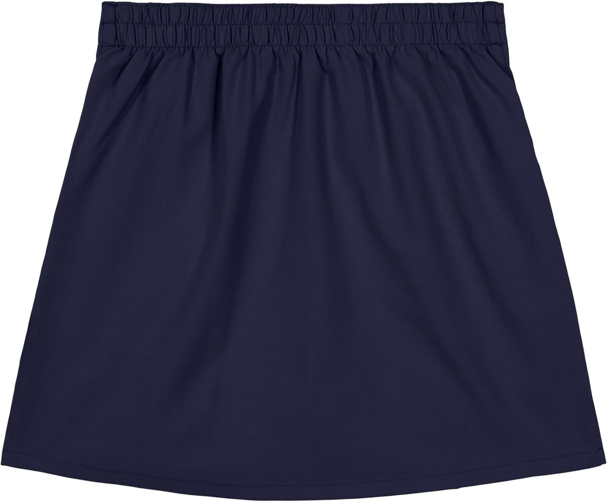 Nautica Girls' School Uniform Pull-on Scooter Skirt With Undershorts, Poplin Style With Button Pockets