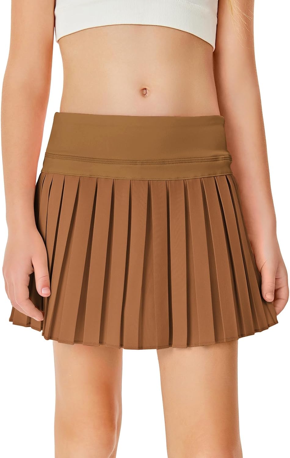 Haloumoning Girls Pleated Skirts with Shorts Athletic Tennis Skirt Skorts