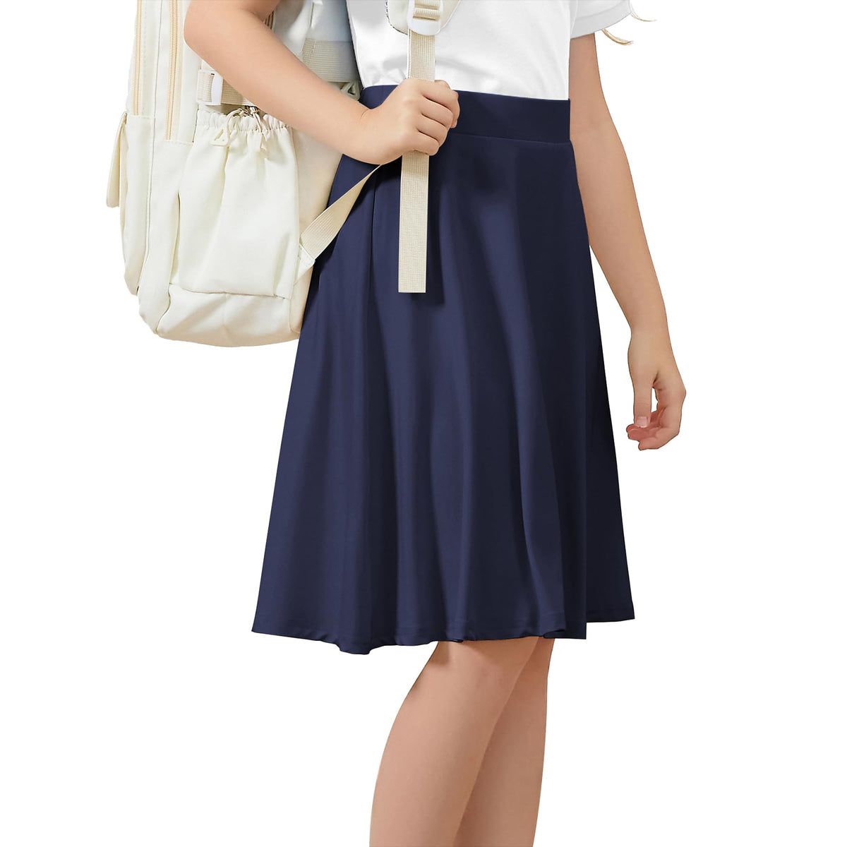Zando Knee Length Skorts for Girls A Line Uniform Skirt with Shorts 6-14Y
