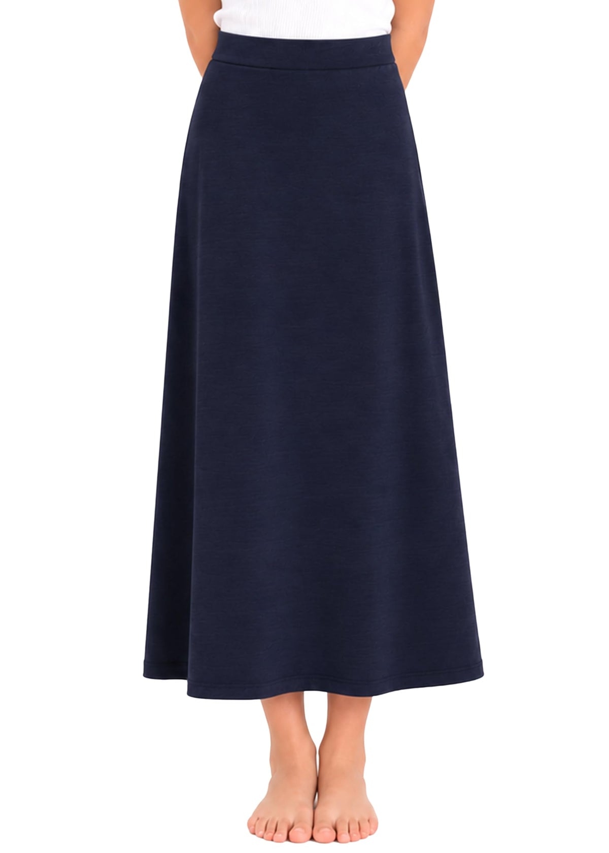STRETCH IS COMFORT Girls Knee Length A-line Skirt with Built-in Shorts or Leggings