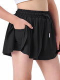 Butterfly Shorts Girls 2 in 1 Flowy Shorts with Pocket Athletic Skorts for Girls Running Tennis Skirts 2-14Y