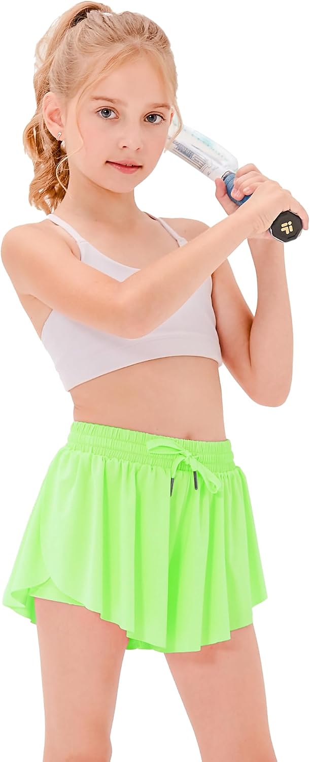 Stelle Girls Butterfly Shorts with Pockets Athletic Running Sports Skirt