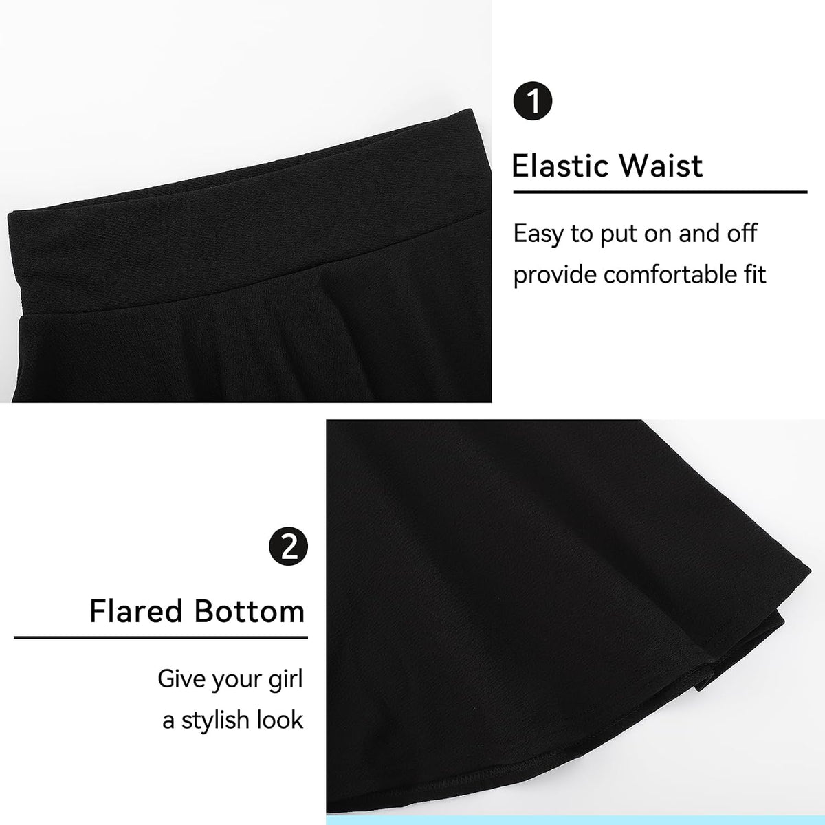 KEREDA Girls Casual Mini High Waist Flared Pleated Skater Uniform Skirts