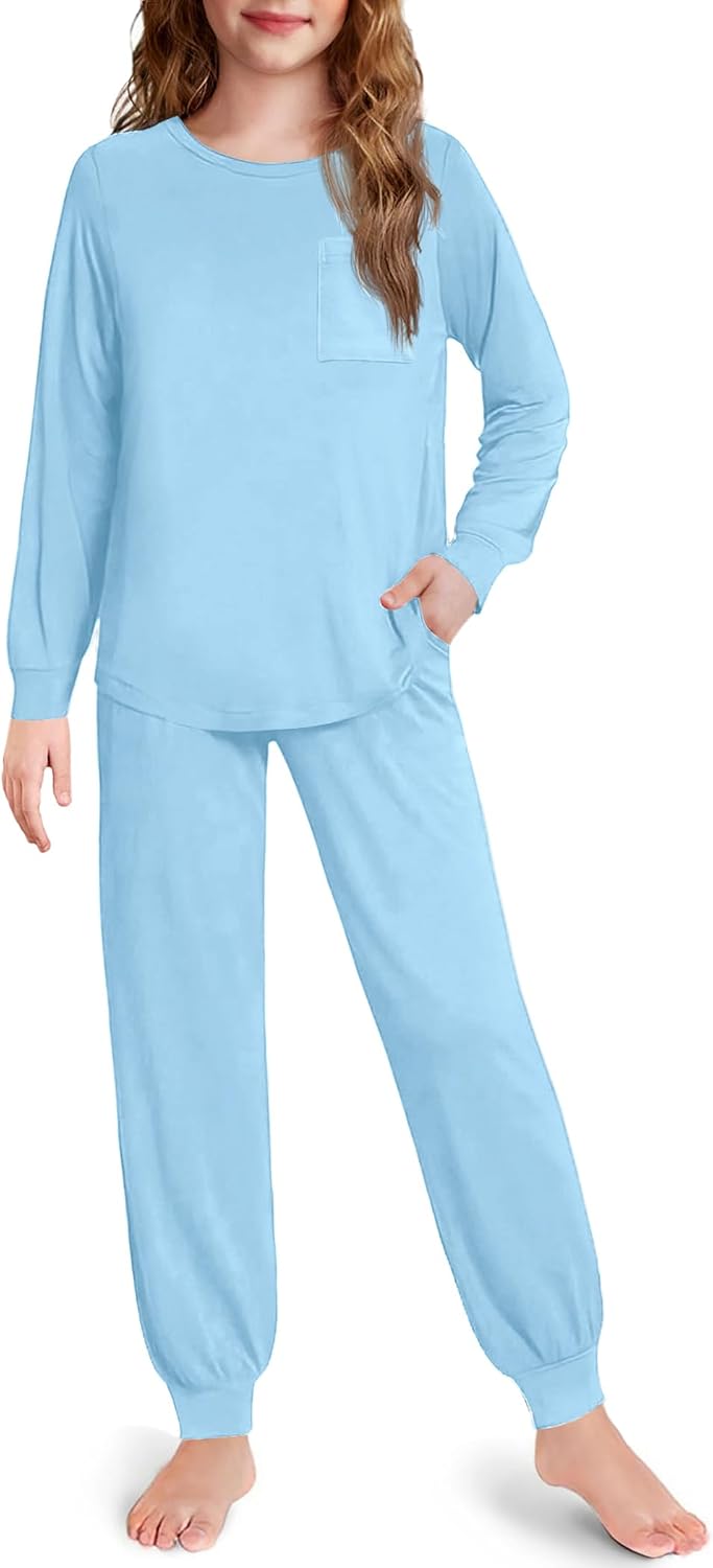 Arshiner Pajamas for Girls Long Sleeve Pjs Set Soft Ankle Cuff Sleepwear