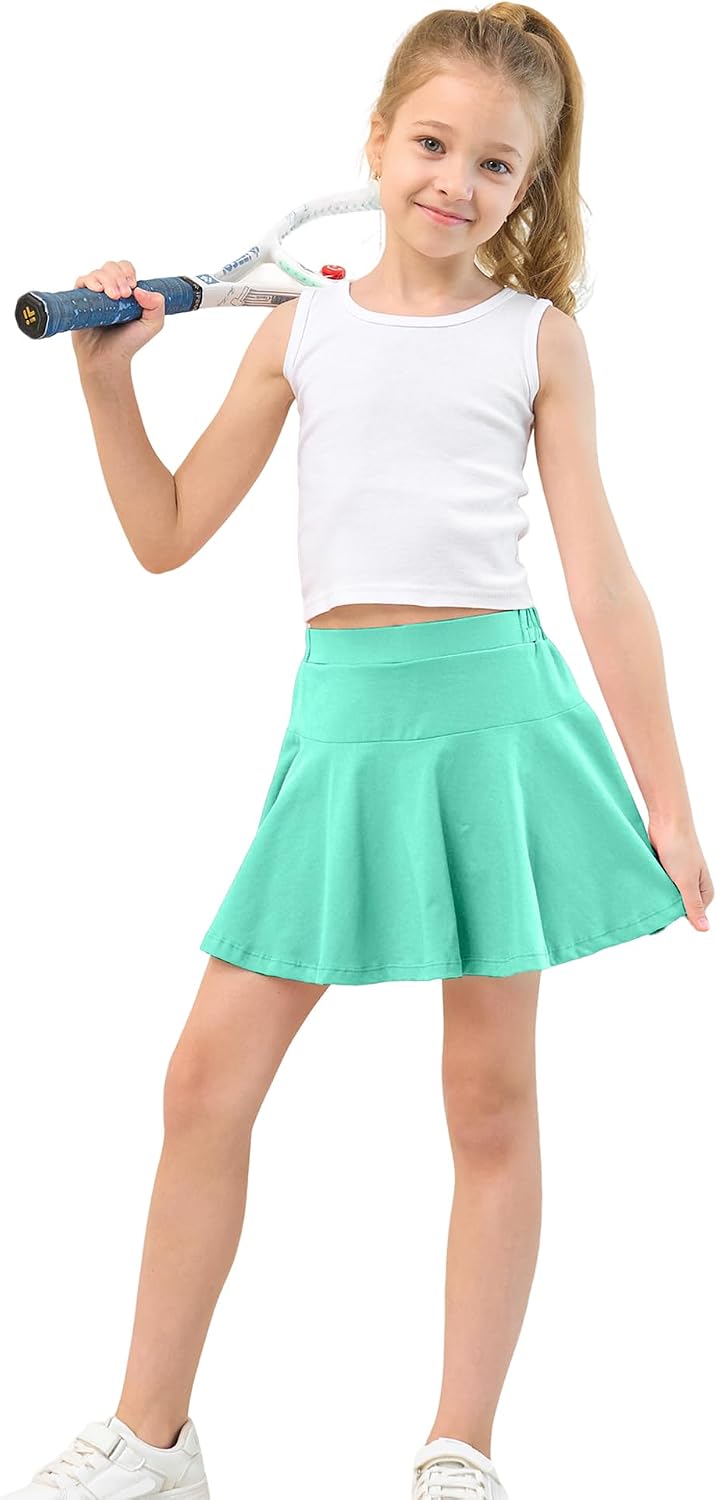 Toddler Skirt Little Girls Athletic Uniform Skorts Golf Outfit Cheer Tennis Skirts with Shorts