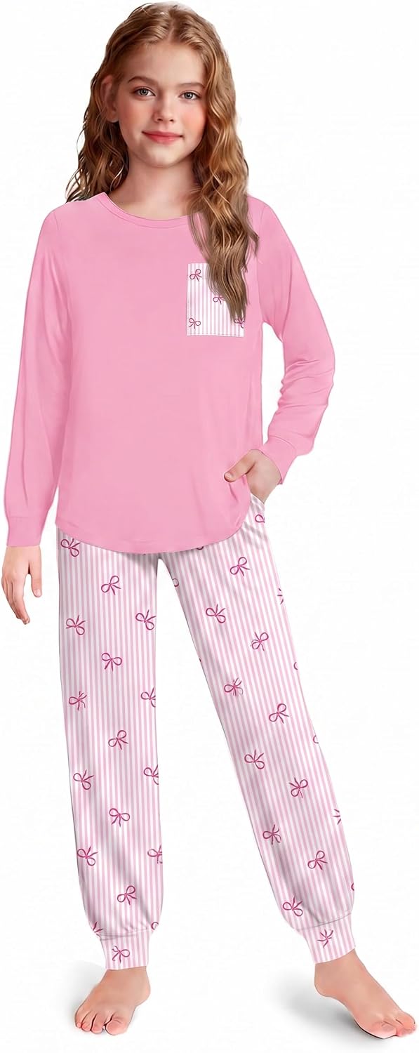 Arshiner Pajamas for Girls Long Sleeve Pjs Set Soft Ankle Cuff Sleepwear
