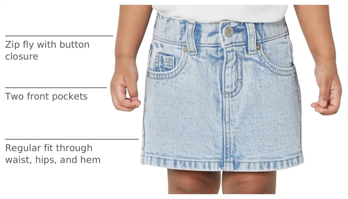 Amazon Essentials Girls and Toddlers' Medium Stretch Regular-Fit Denim Skort with Built-in Shorts
