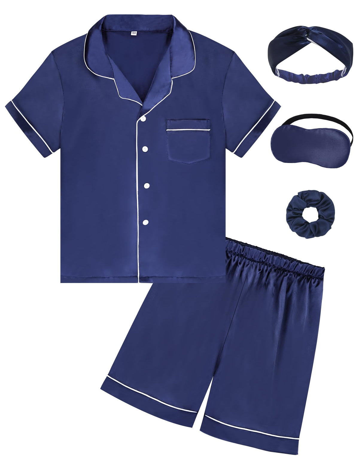 SEALINF Satin Girl Pajama Set Silk Pajamas for Girls With Eyemask 2 Pcs Button-up Sleepwear Kid Pjs Nightwear