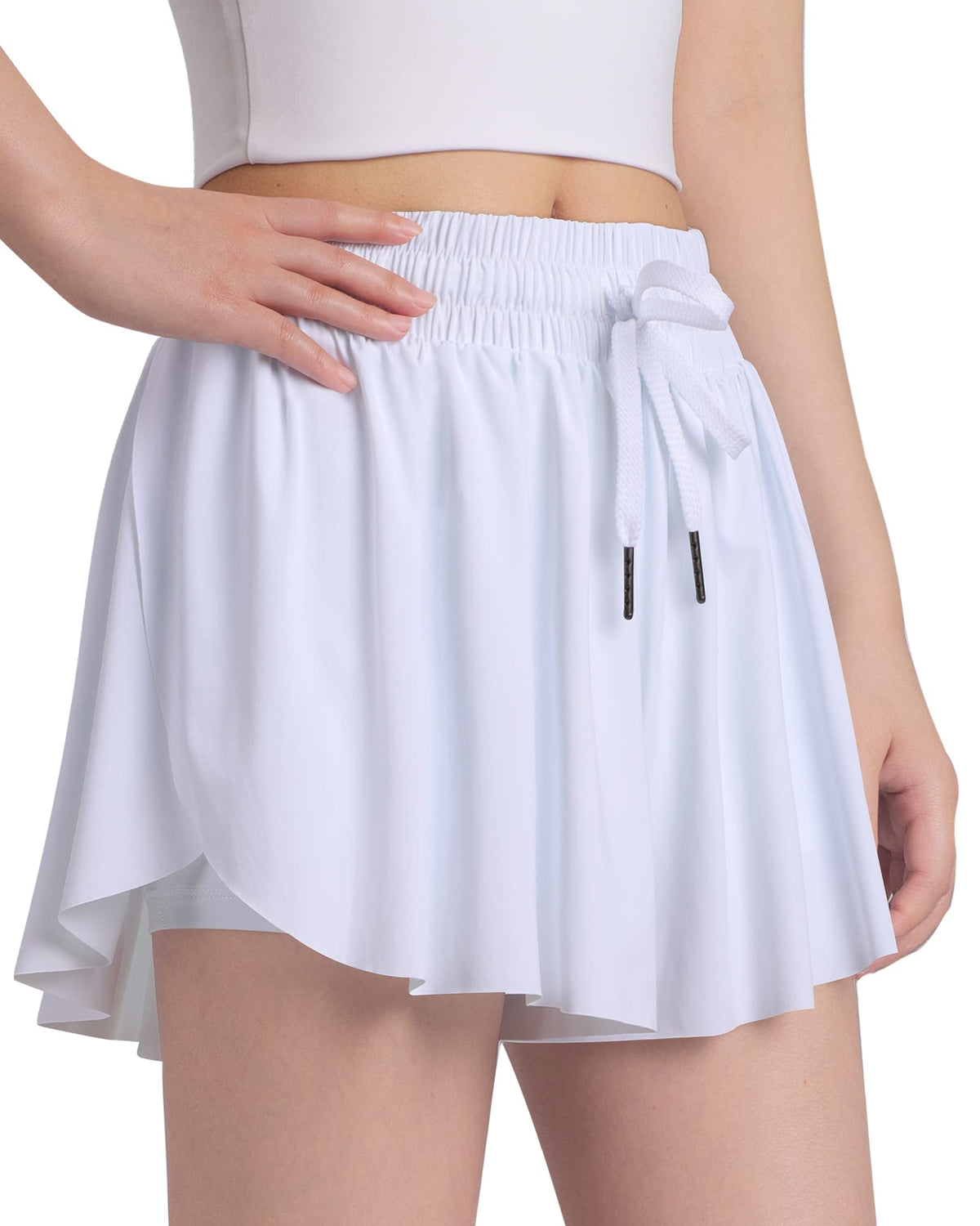KEREDA Girls Flowy Butterfly Shorts 2-in-1 Kids Preppy Athletic Clothes
