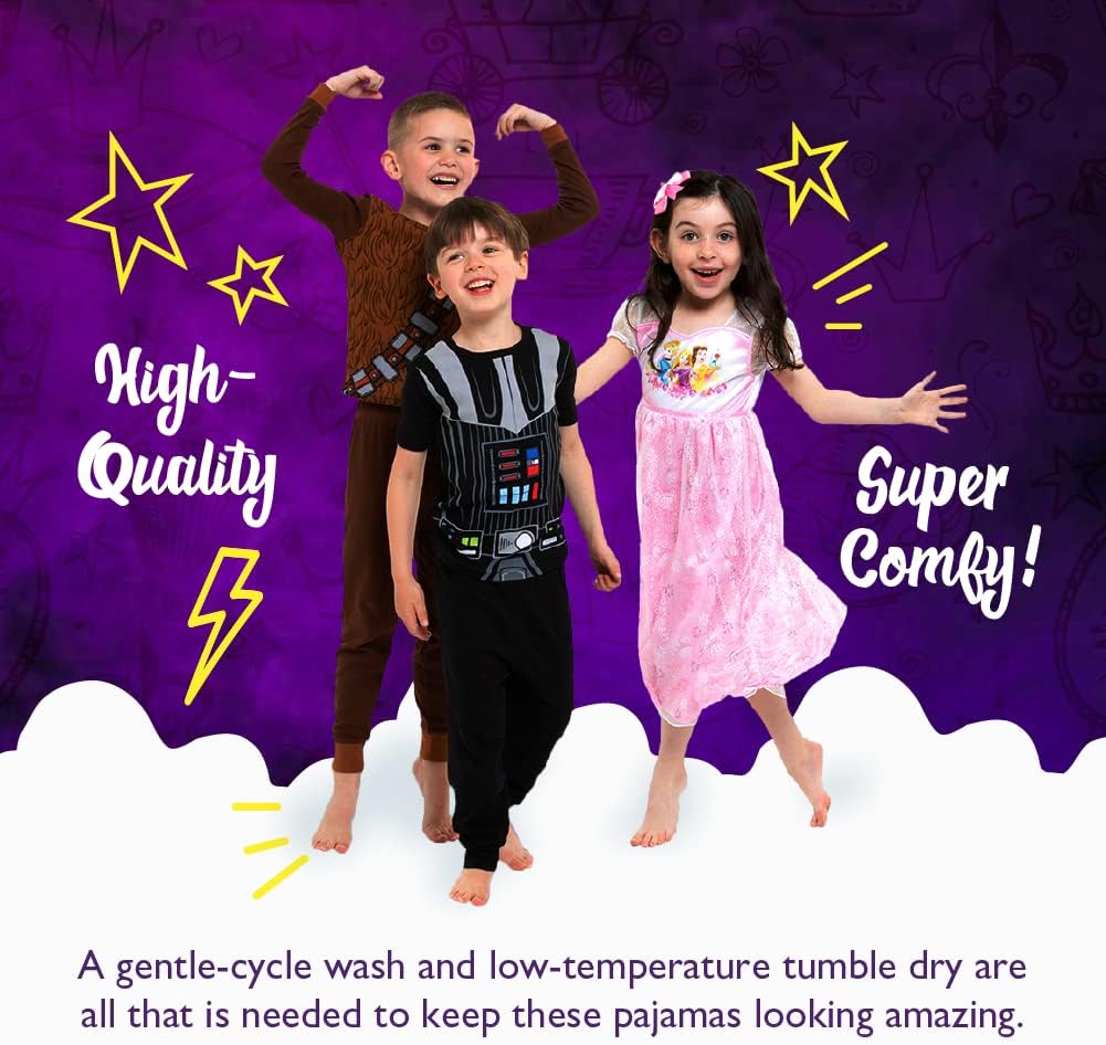 Disney Girls' 2-Piece Loose-fit Martching Pajama Set, Princess Pajamas, Soft & Cute for Kids