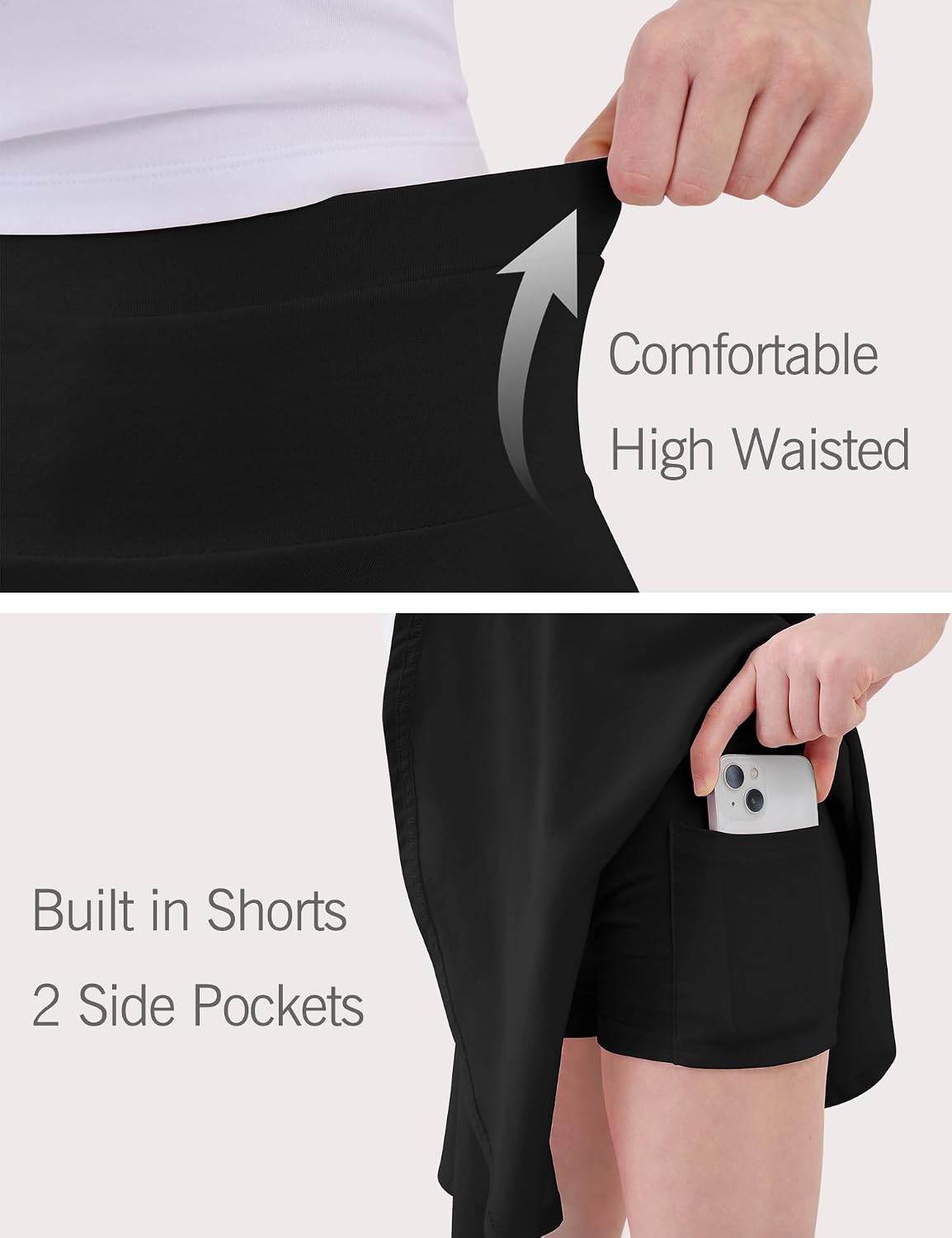 DREAM BUS 2 Pack Toddler Girls Skirts with Built-in Shorts, Cotton Pleated Tennis Skorts with Pocket for Little Girls