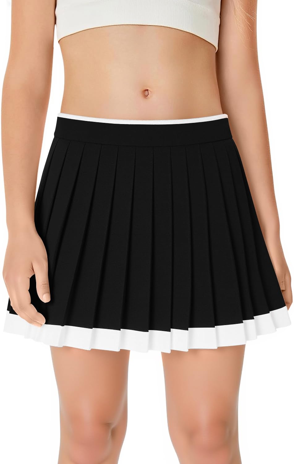 Haloumoning Girls Pleated Tennis Skirts Athletic Skorts with Pockets