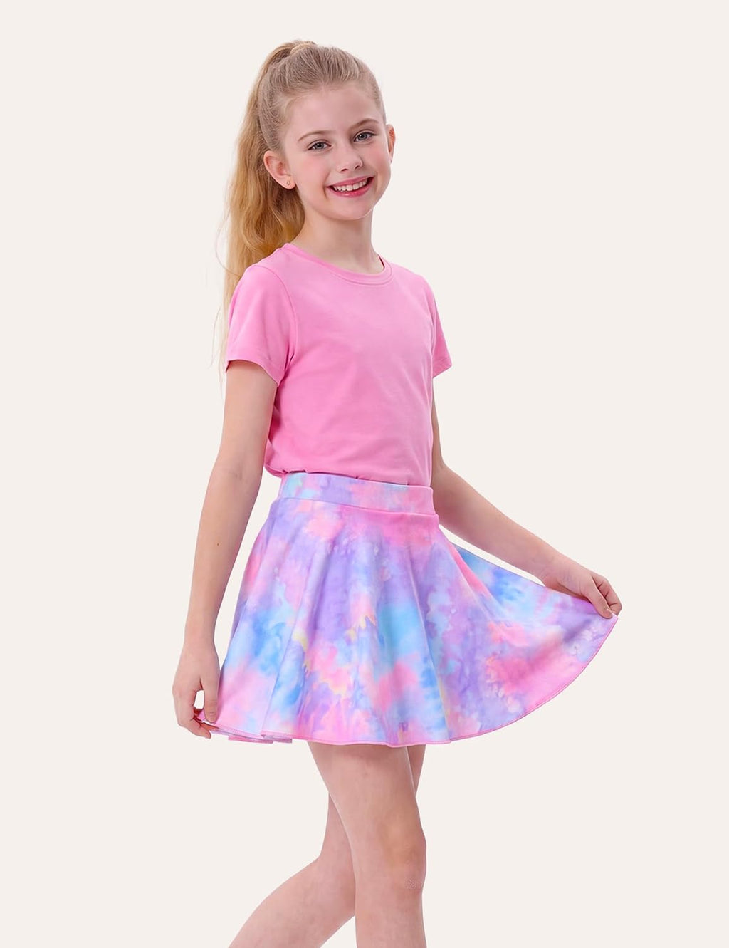 Girls Skorts Stretchy Cheer Skirts for Girls with Built-in Shorts