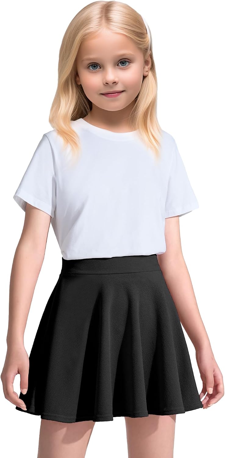 KEREDA Girls Casual Mini High Waist Flared Pleated Skater Uniform Skirts