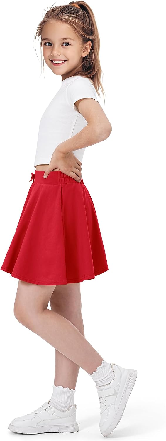 BOOPH Girls Skirts Kids Casual Skorts Athletic Uniform Skirt with Pockets