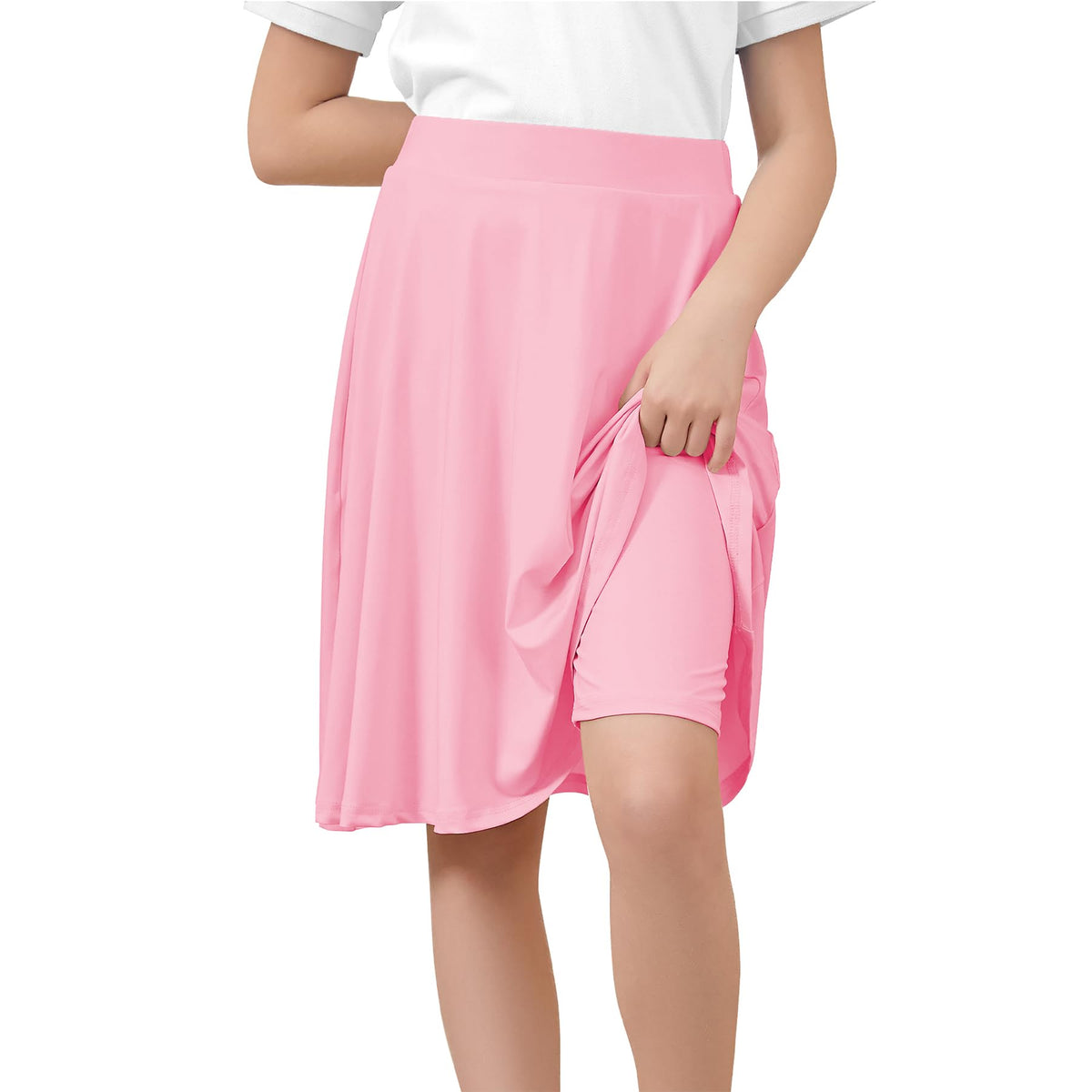 Zando Knee Length Skorts for Girls A Line Uniform Skirt with Shorts 6-14Y