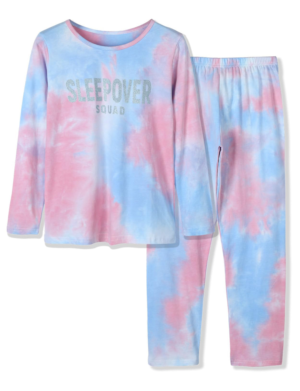 Beezizac Girls' 100% Cotton Pajama Set, Tie-Dye with Various Prints, 4T–18