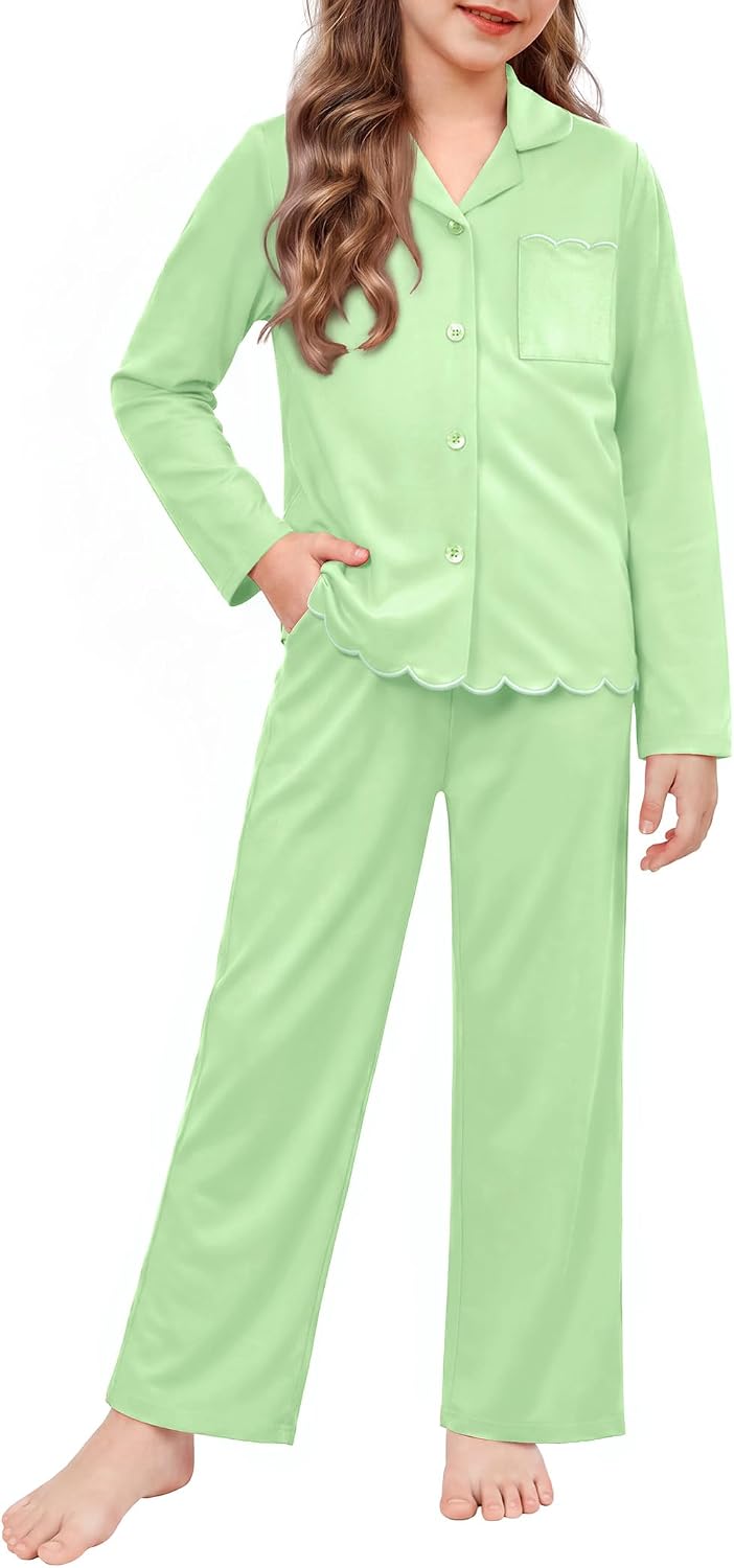 Arshiner Girls Pajamas Long Sleeve Sleepwear Cute Printed Button Down Pjs