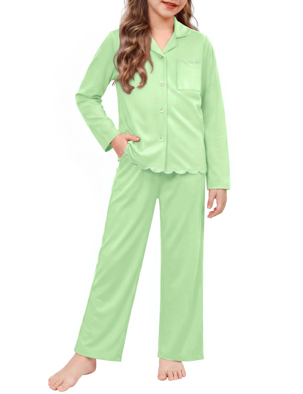 Arshiner Girls Pajamas Long Sleeve Sleepwear Cute Printed Button Down Pjs