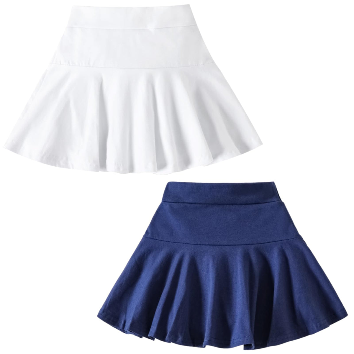 DREAM BUS 2 Pack Girl Pleated Skirts Built in Shorts Little Kid Tennis Skorts Toddler Girl Athletic Flowy Skorts Skirts