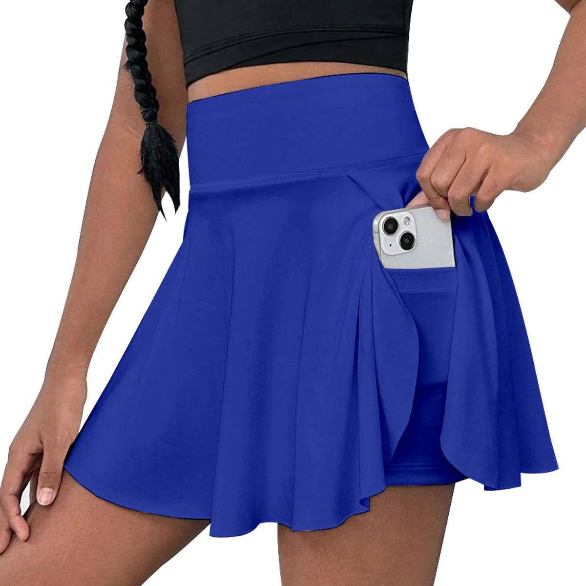 OEBLD Girls Athletic Skort High Waist Tennis Skirts with Shorts Butterfly Ruffle School Skirts with Pockets