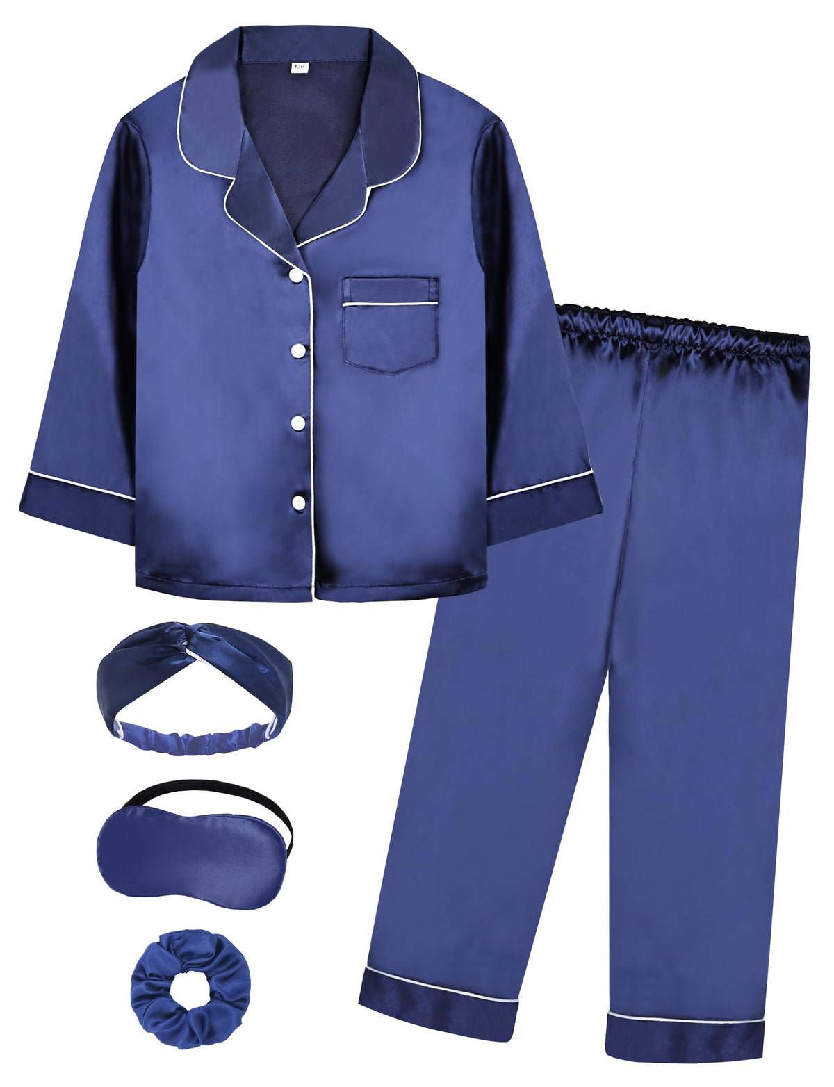 SEALINF Satin Girl Pajama Set Silk Pajamas for Girls With Eyemask 2 Pcs Button-up Sleepwear Kid Pjs Nightwear