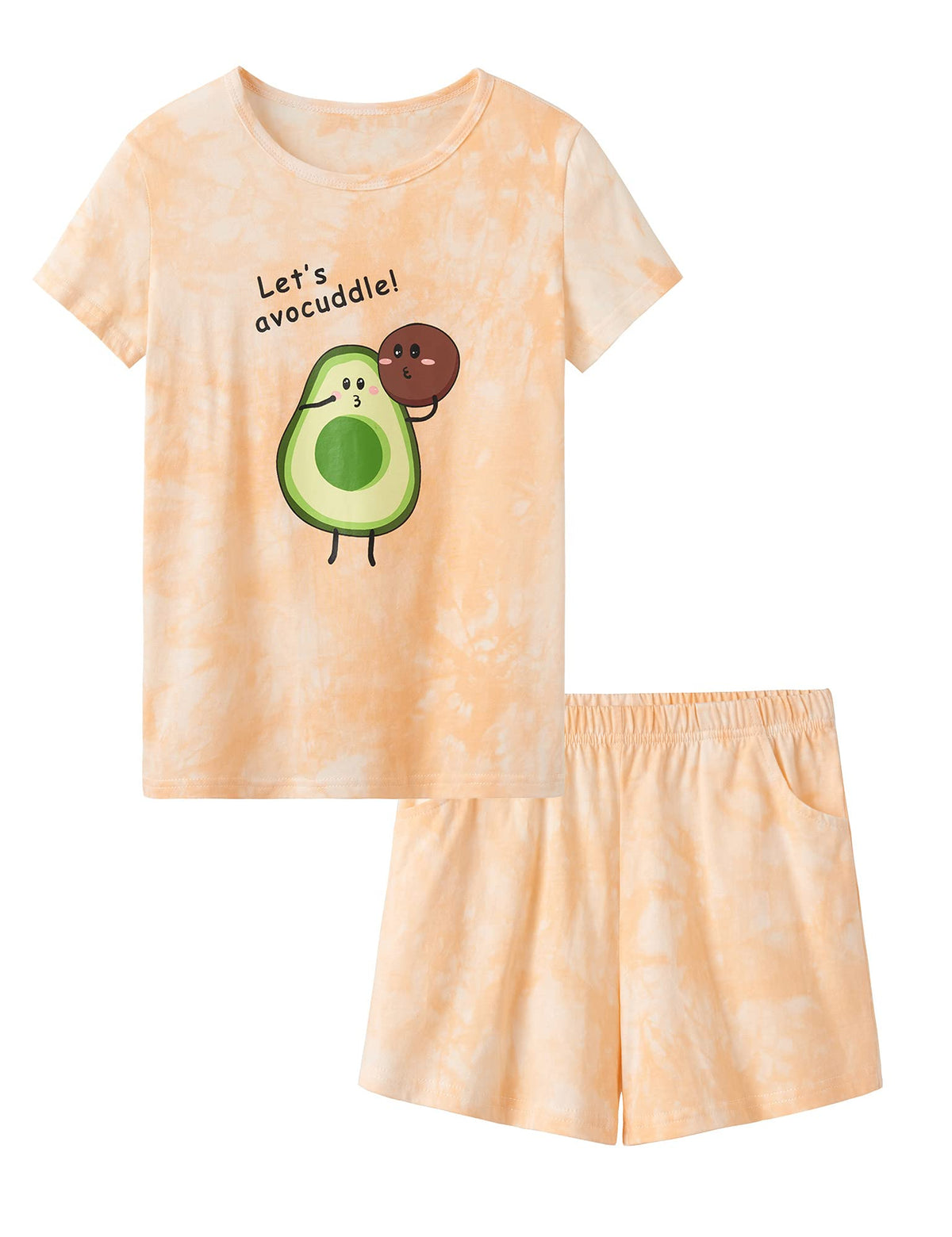 Tebbis Girls Tie Dye Short Sleeve Pajamas Cotton Loungewear Size 4T-18