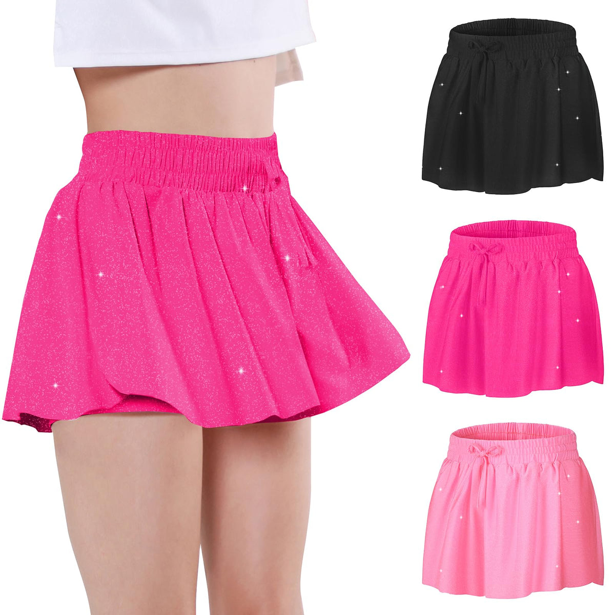 EXARUS Girls Butterfly Shorts Athletic Flowy Cheer Dance Skorts Teen