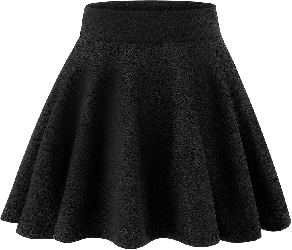 KEREDA Girls Casual Mini High Waist Flared Pleated Skater Uniform Skirts