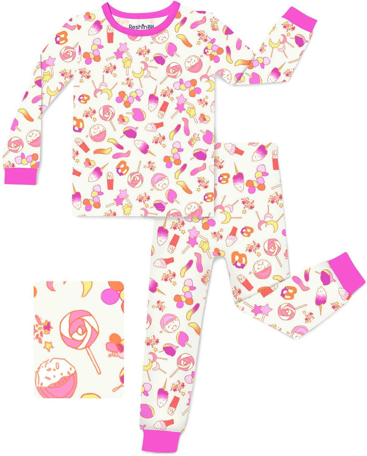 babee Reshinee Bamboo Viscose Toddler Girls Kids Pajamas Unicorn Mermaid Pjs Long Sleeve Snug fit 12M-8Y 2pcs Soft Jammies