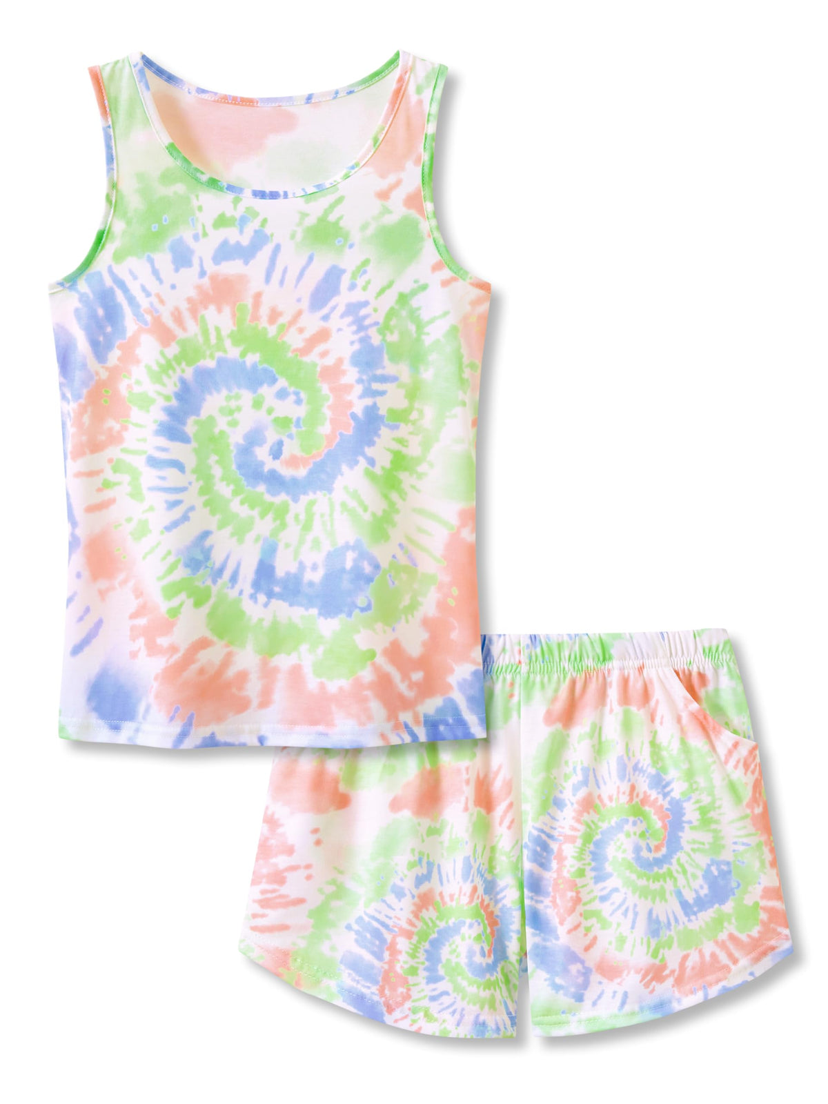 Topgal Little & Big Girls Pajamas Set, Tie-Dye Tank & Shorts, Size 6-18