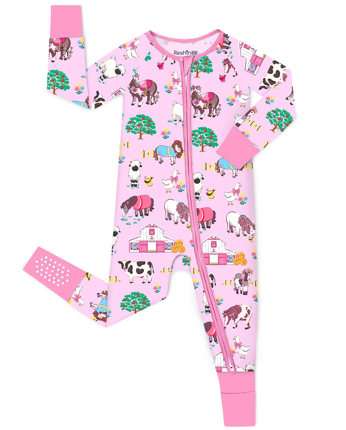 babee Reshinee Viscose derived from bamboo Baby Pajamas Convertible Footie Sleepers for Baby Girl 2-Way Zipper Onesies 0-24M