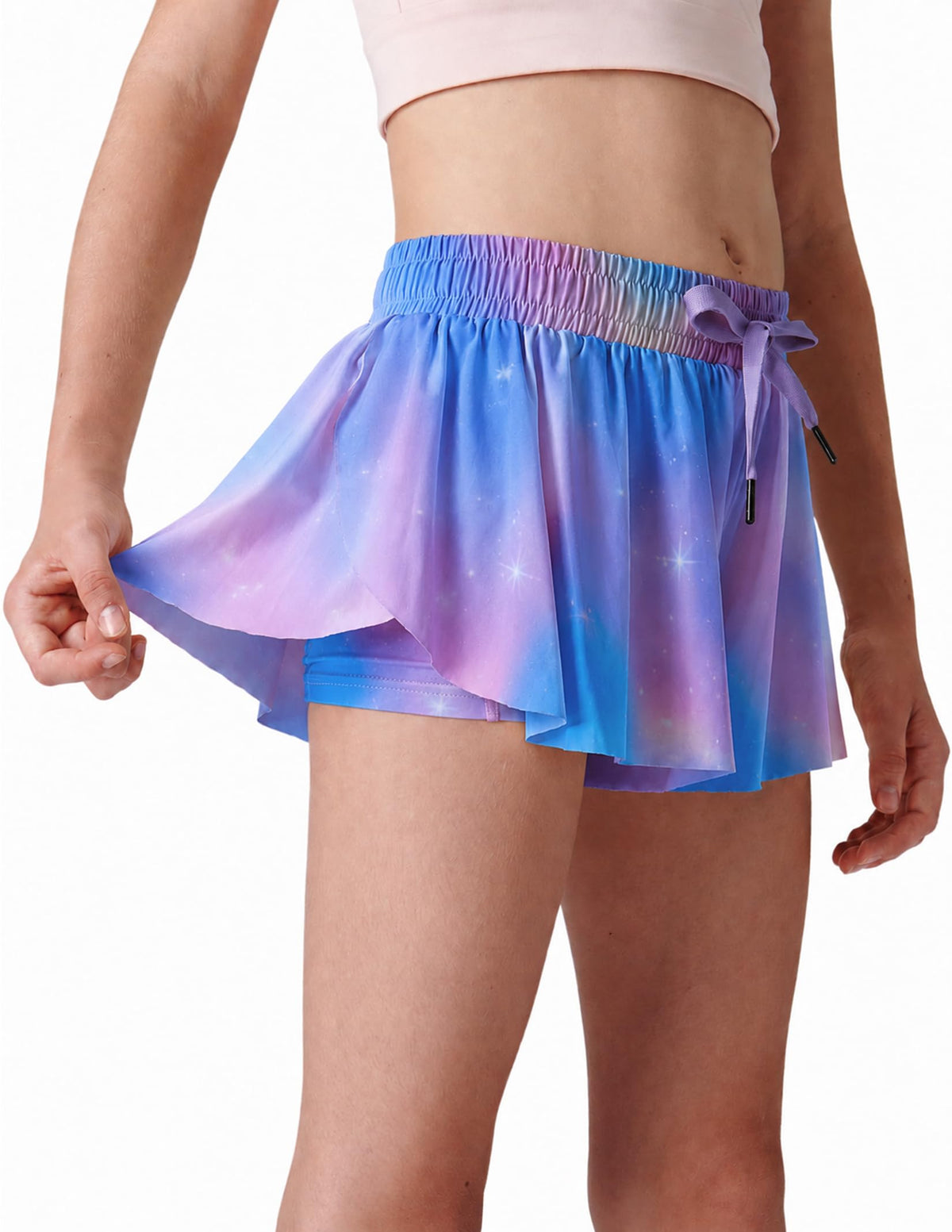 1 or 3 Pack Youth Girls Flowy Shorts with Spandex Liner & Pockets