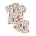 1-6Y Toddler Girls Floral Silk Pajamas Short Sleeve Button-Up Top Shorts Summer 2PC Flowers Satin Pajamas Set