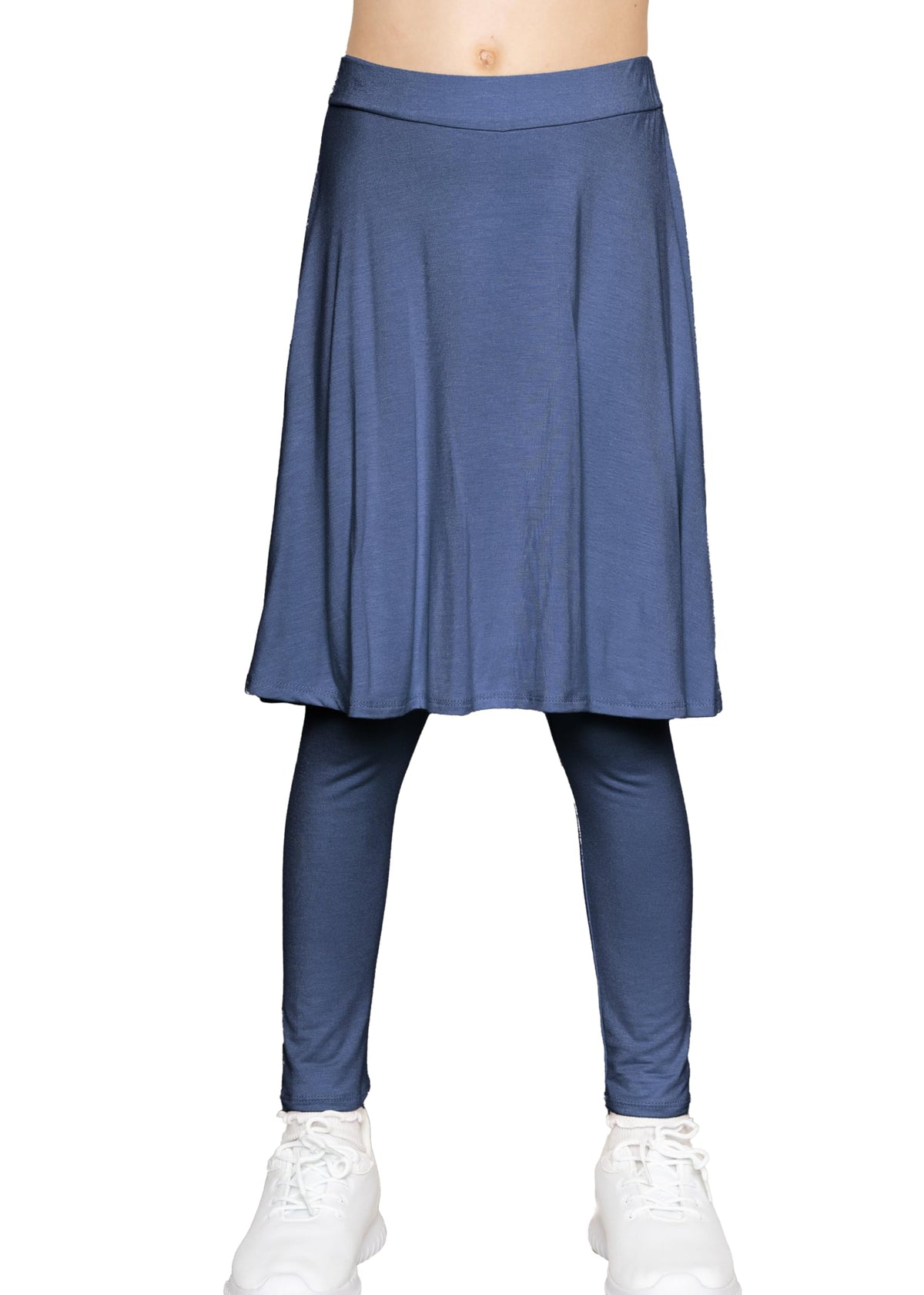 STRETCH IS COMFORT Girls Knee Length A-line Skirt with Built-in Shorts or Leggings