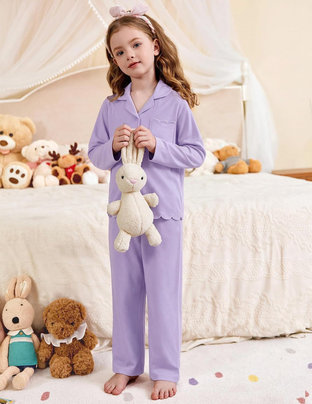Arshiner Girls Pajamas Long Sleeve Sleepwear Cute Printed Button Down Pjs