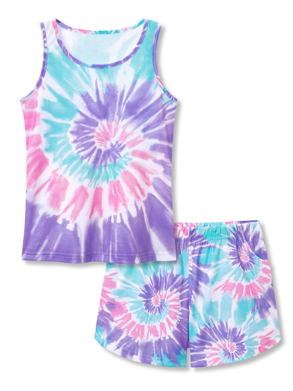 Topgal Little & Big Girls Pajamas Set, Tie-Dye Tank & Shorts, Size 6-18