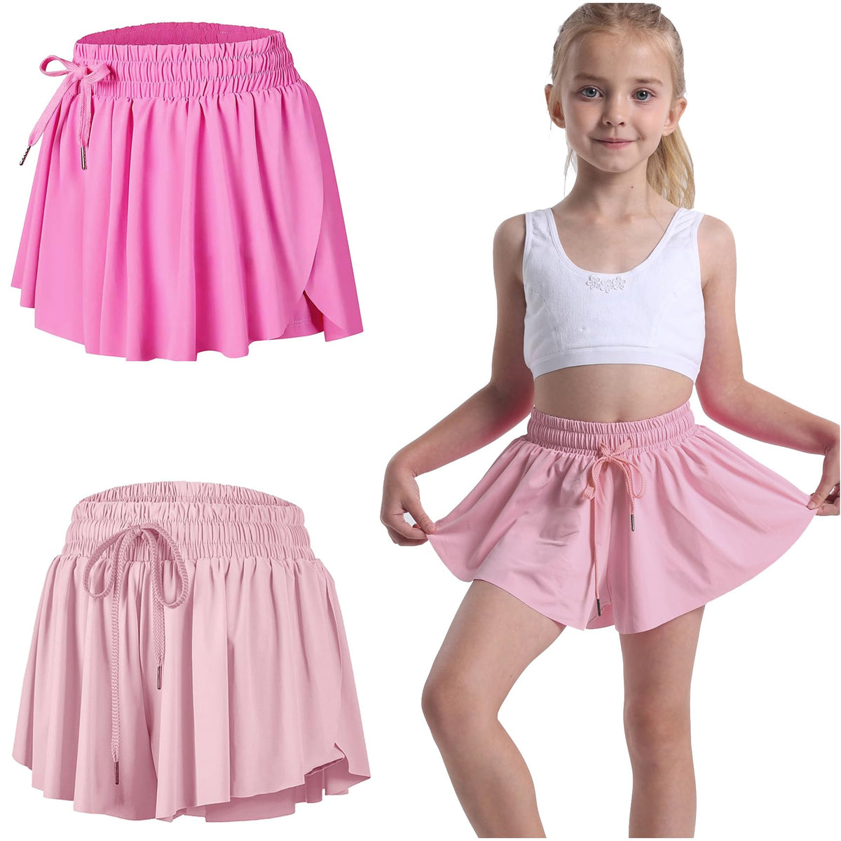 3 Pack Butterfly Flowy Shorts Skirts for Girls Tennis Cheer Stuff Athletic Preppy Running Sports Skirt for Teen Girls