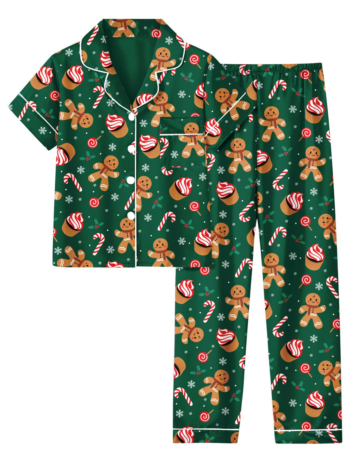 UNIFACO Girl's Christmas Pajamas Set 2pcs Button Dwon Sleepwear Size 7-14